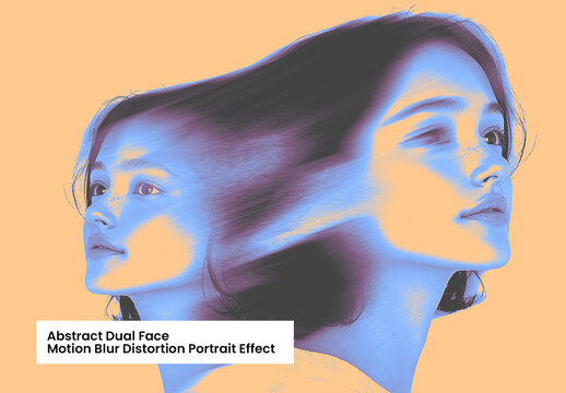 Abstract Dual Face Motion Blur Distortion Portrait Effect