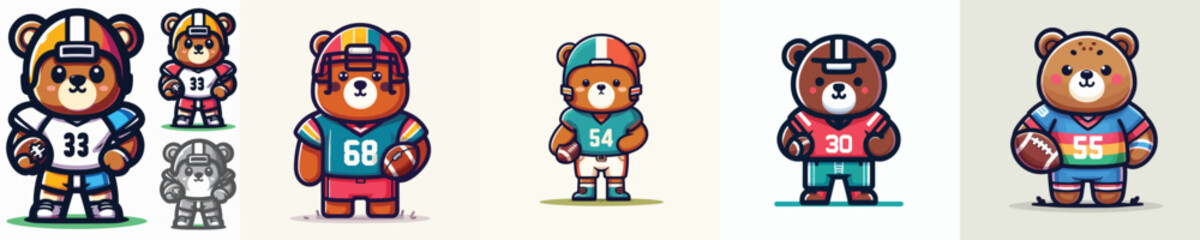 Cute rhino soccer player vector character set, cartoon rhinoceros playing football mascots collection © JEFRI