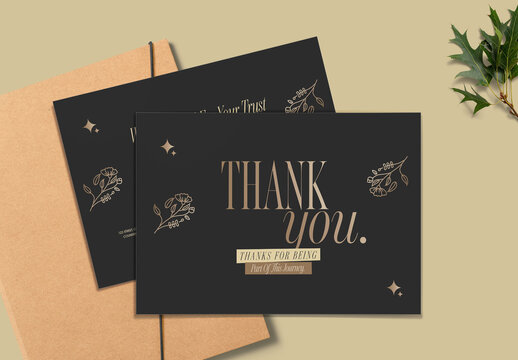 Luxury Dark Thank You Card Template With Elegant Minimal Design