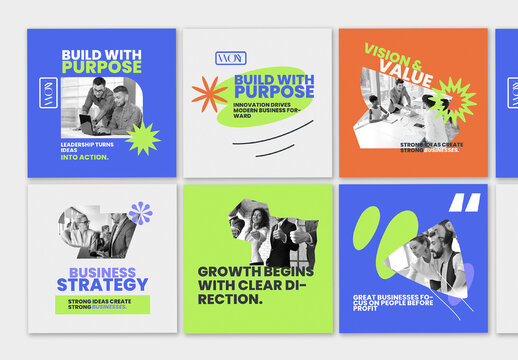 Modern Business Social Media Post Templates With Bold Corporate Branding