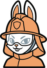 Fototapeta premium Cute Rabbit Character - Firefighter - Cartoon Mascot Illustration