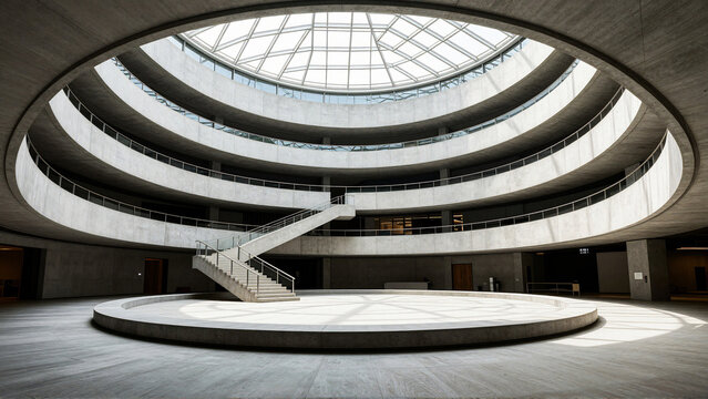 Dynamic concentric building interior with a central light well