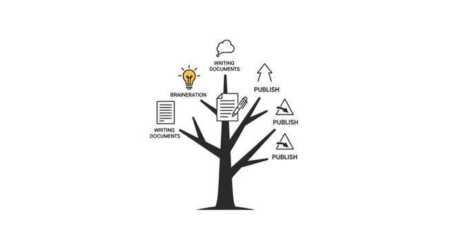 A conceptual illustration of a tree representing the creative writing process