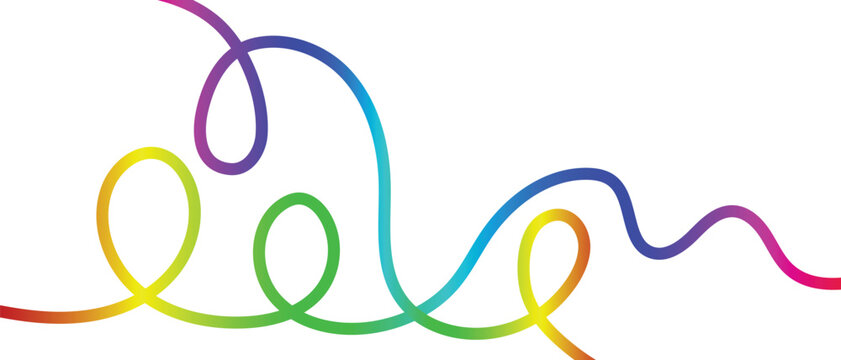 Rainbow Gradient Scribble Line Art Abstract Rollercoaster Wave Vector