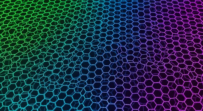Neon hexagonal mesh with color gradient