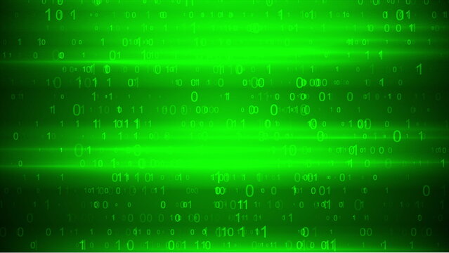Bright glowing green tech background with binary code numbers