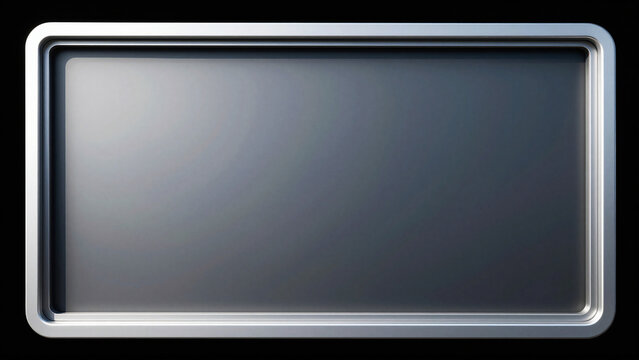 Blank rectangular button or emblem with metallic border