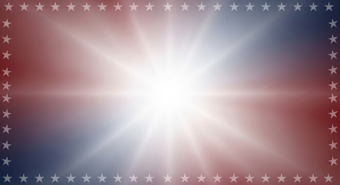 American flag background with shining starburst light