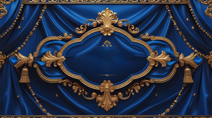 Obraz premium Premium Royal Curtain Backdrop with Intricate Gold Floral Scroll Design