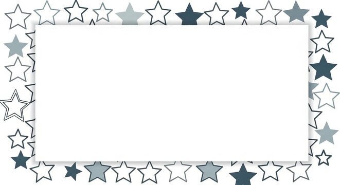 Grey and white star frame border with empty space
