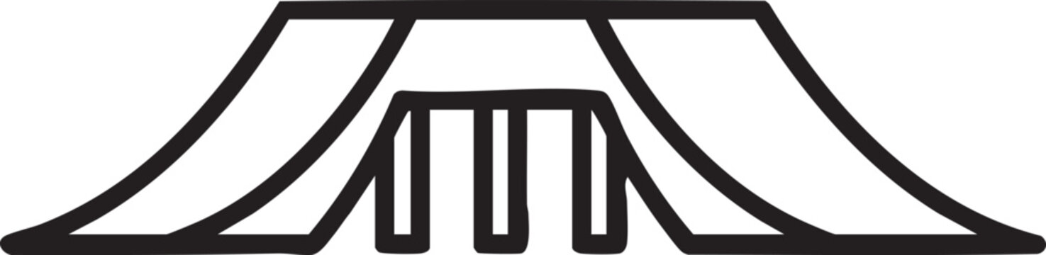 Linear illustration of a skate park ramp for action sports