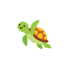 Obraz premium Cute Sea Turtle Gliding and Diving Under the Sea Vector
