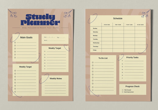 Study Planner Design Layout