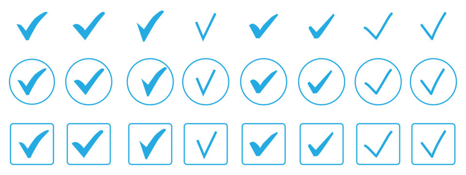 check mark icon button set. check box icon with right and wrong buttons and yes or no checkmark icons in green tick box and red cross. vector 
