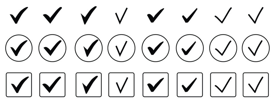 check mark icon button set. check box icon with right and wrong buttons and yes or no checkmark icons in green tick box and red cross. vector 