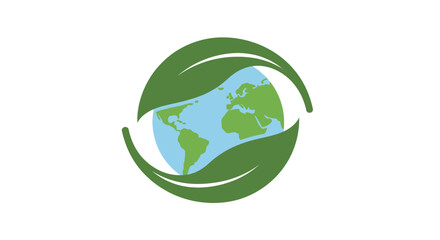 Obraz premium A stylized graphic illustration of a green planet protected by two large leaves