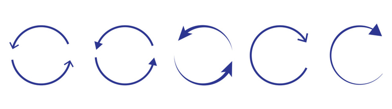 Circle arrows icon vector diagram infographic set. Sync repeat and reload arrow icon, rotate arrow symbol, Vector illustration