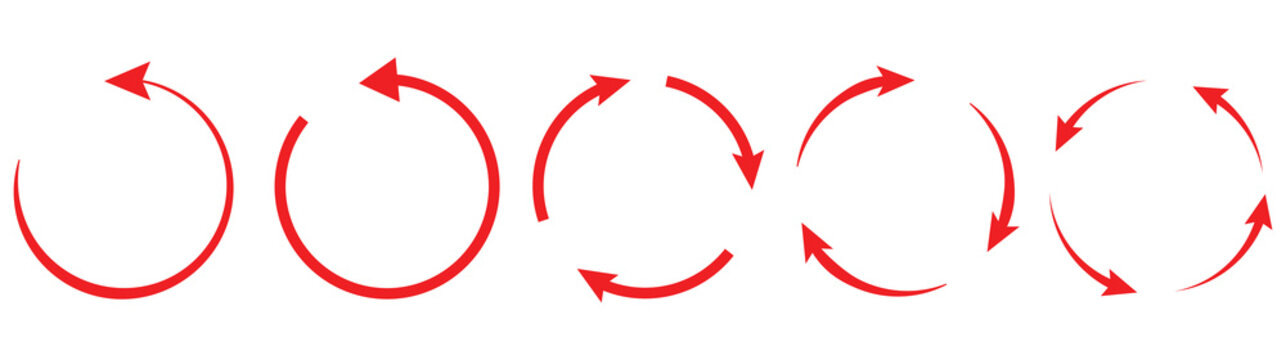 Circle arrows icon vector diagram infographic set. Sync repeat and reload arrow icon, rotate arrow symbol, Vector illustration