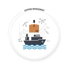 Naklejka premium Global shipping management logistics network visualization.