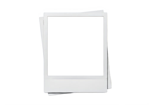 Stack of blank white instant photo frames on white background transparent background