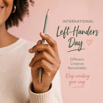 International Left Handers Day - Person holding pencil, creativity, unique
