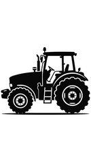 Obraz premium Agricultural farm tractor silhouette against a black background.