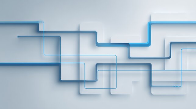 Abstract 3D White Technology Background with Glowing Blue Circuit Lines for Modern Digital Network and Data Connection Concepts