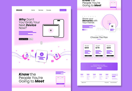 Modern App Landing Page Website Wireframe Template UI Kit