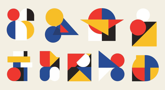 Geometric Shapes Abstract Art - Bauhaus Style Composition