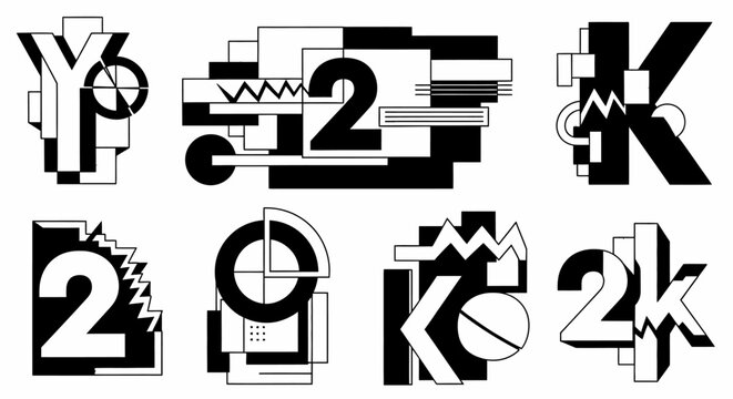 Geometric Typography: 2K, YG, 9K, 2Y, 2K & 2G Letters