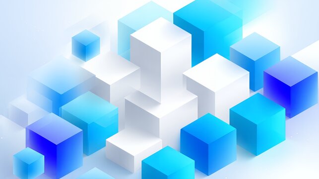 Isometric 3D Blue and White Data Blocks Background for Blockchain Technology Cloud Computing and Modern Digital Network Concepts
