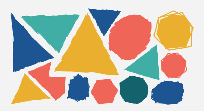 Colorful Geometric Shapes, Hand Drawn, Textured Background