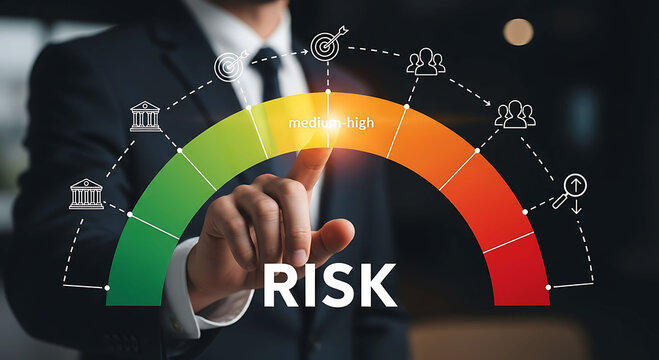 Business risk management and financial risk assessment meter concept
