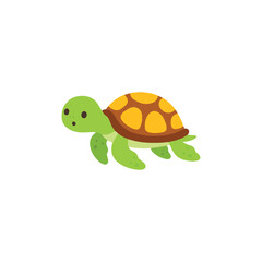 Obraz premium Cute Little Turtle Walking Side View Simple Vector Illustration