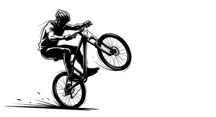 Fototapeta premium Man riding a bicycle performing a stunt.