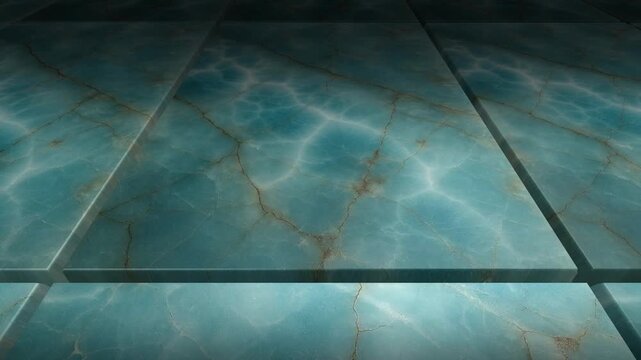 Gentle panning over natural Larimar tiles with rare mineral deposits showcasing the stunning volcanic blue and white sea foam patterns of the Caribbean gem