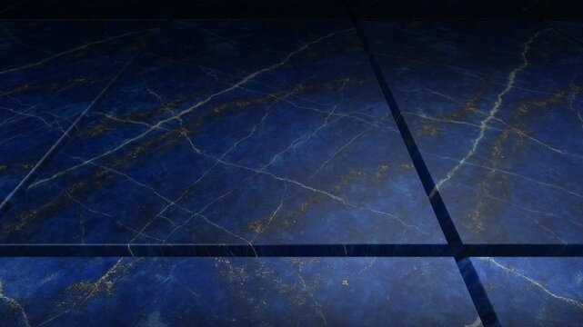 Cinematic motion over natural Lapis Lazuli tiles featuring rich golden pyrite specks and deep blue mineral deposits creating an elegant celestial pattern