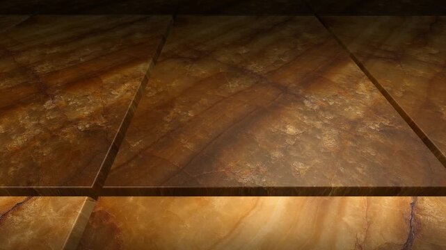 Golden camera sweep across natural Imperial Topaz tiles with mineral deposits highlighting the rare rich peach orange and pink precious gemstone tones