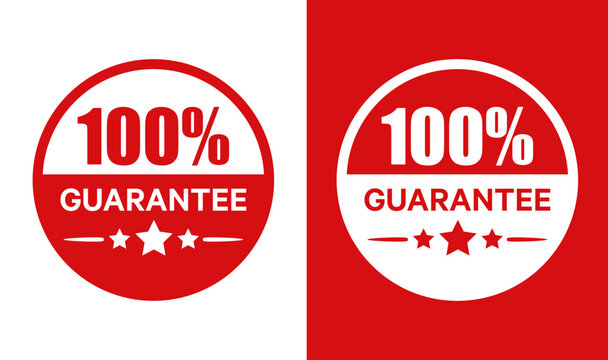 100% guarantee red stamp vector sign