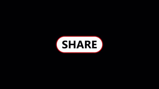  share button animation with icon animation on transparent background with alpha channel  for social media in 4K animation 