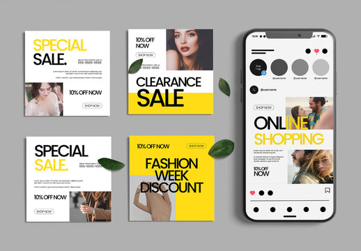Fashion Social Media Post Template Set