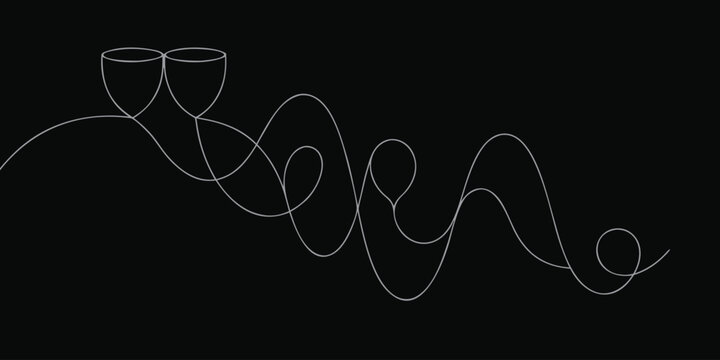 Continuous line art of bongo drums and maracas with musical vibration lines for percussion design
