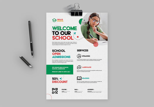 School Admission Flyer Template Design