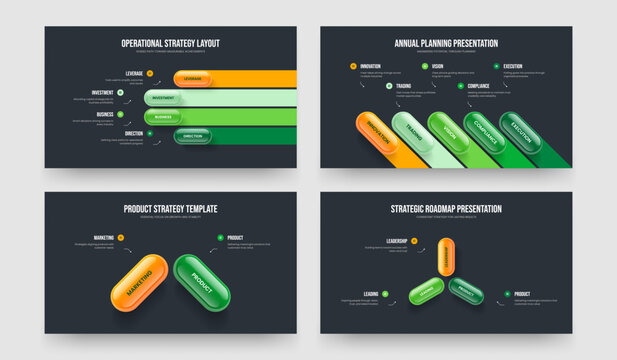 Visual Analysis 4 5 2 3 Element Infographic Slide Design Set. Company Portfolio Four Five Two Three Option Diagram Presentation Layout Vector Illustration Collection.