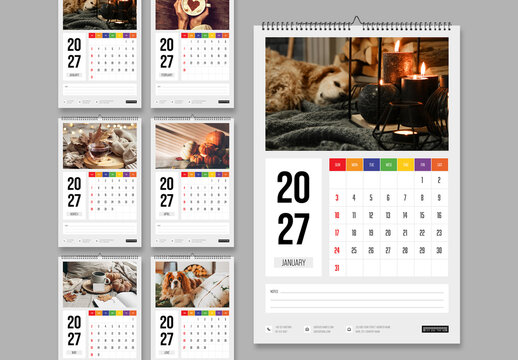Wall Calendar Template 2027 With Monthly Planner