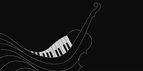 Violin silhouette combined with piano keyboard artistic musical composition © Sadhin07