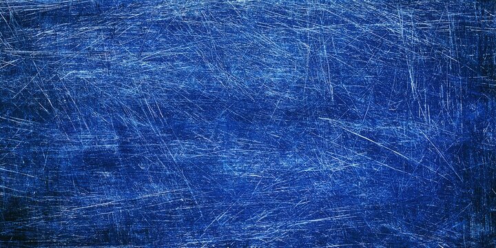 Full Frame Solid Dark Blue Background Abundance Fine Coarse Scratches Distressed Aged Effect Lines Lighter Than Base Color Matte Semi Gloss Weathered Sturdy Material