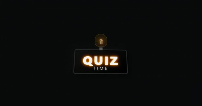 Quiz time sign with a microphone, interactive game show studio concept, broadcast entertainment element.