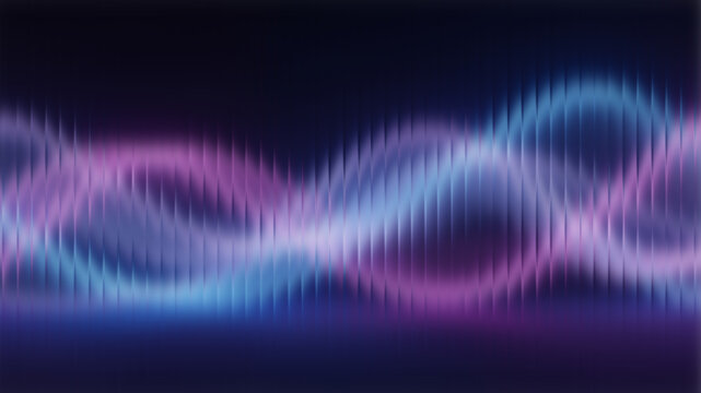Neon Abstract Soundwave Background with Glowing Pink and Blue Light Waves