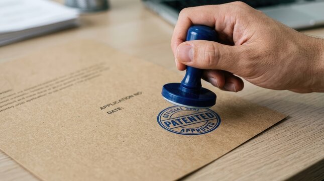 Hand stamping patent approved on document